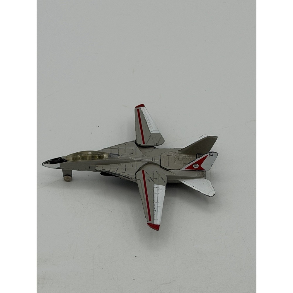 1980s Grumman F-14 Tomcat - 3 1/2 Die Cast Tomcat Plane SILVER AND RED Toy Jet